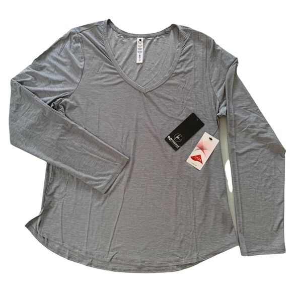 90 Degree Reflex Women’S V Neck Long Sleeve Top XL Gray Performance Activewear - Picture 3 of 12